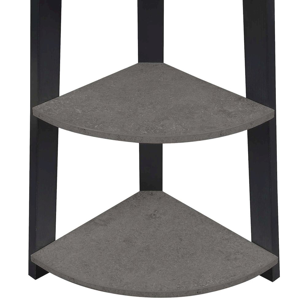 Newport 5 Tier Corner Bookshelf Faux Cement/Black. Picture 4