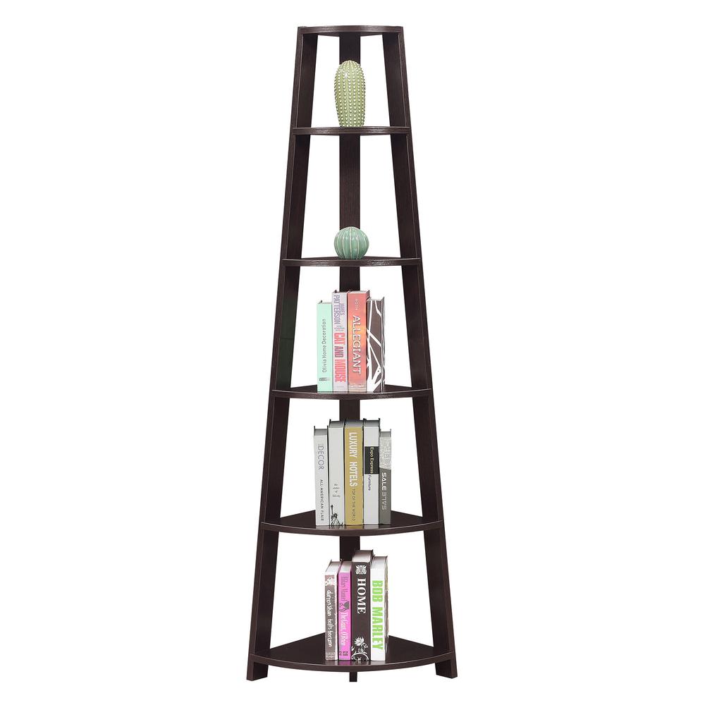 Newport 5 Tier Corner Bookshelf Espresso. Picture 3