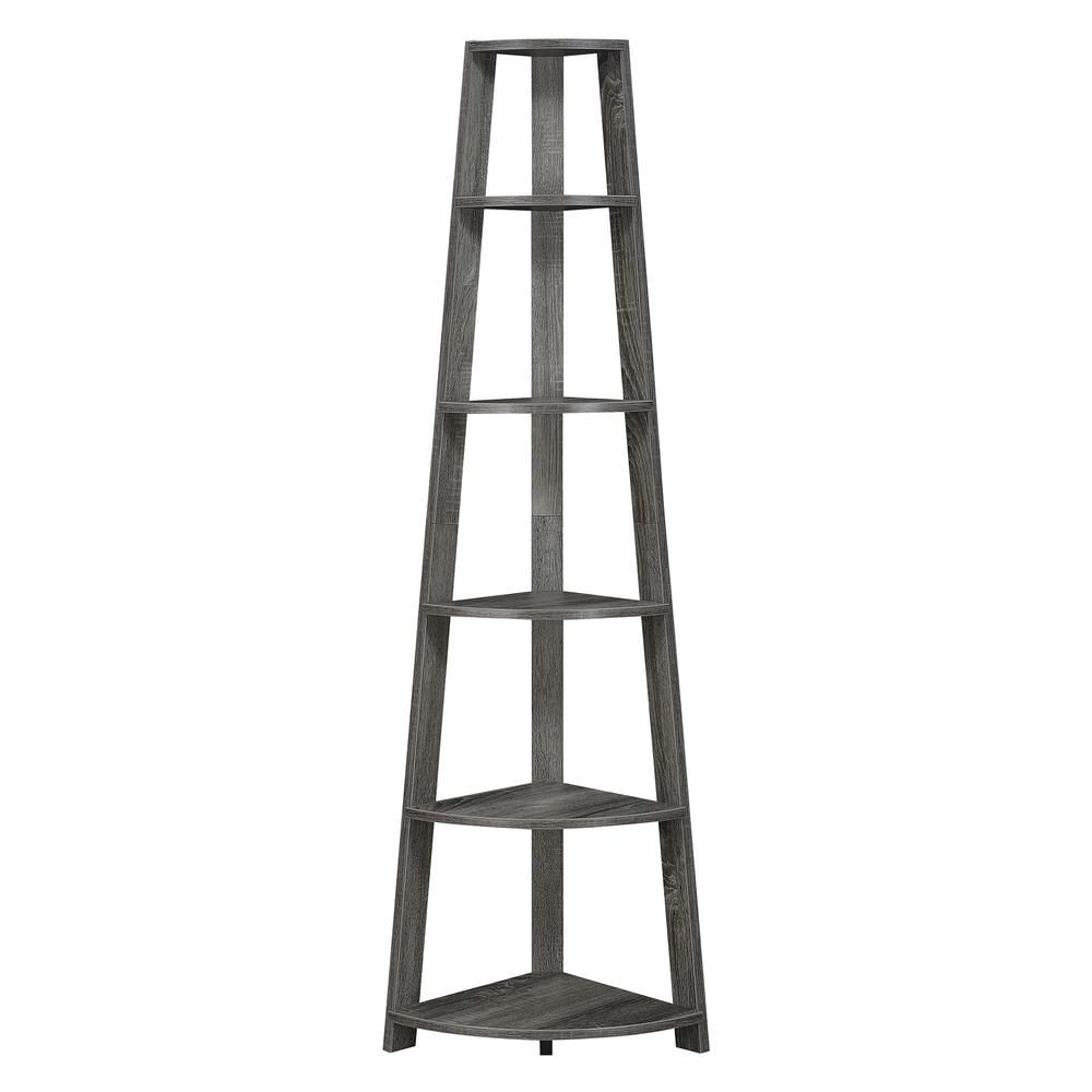 Newport 5 Tier Corner Bookshelf Weathered Gray. Picture 1