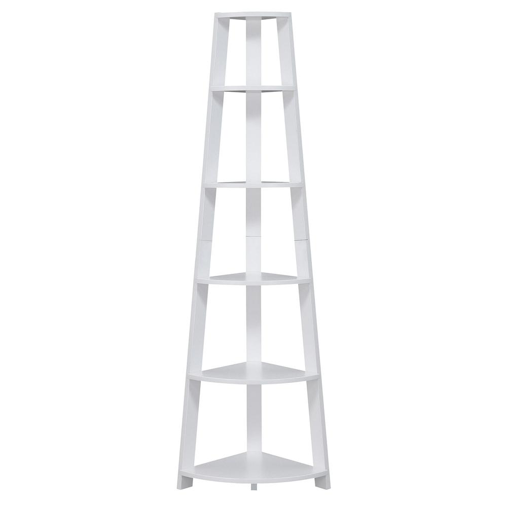 Newport 5 Tier Corner Bookshelf White. Picture 1