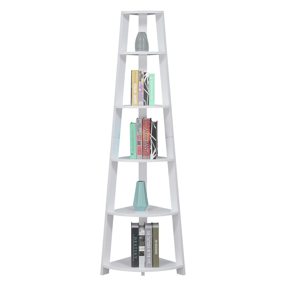 Newport 5 Tier Corner Bookshelf White. Picture 3