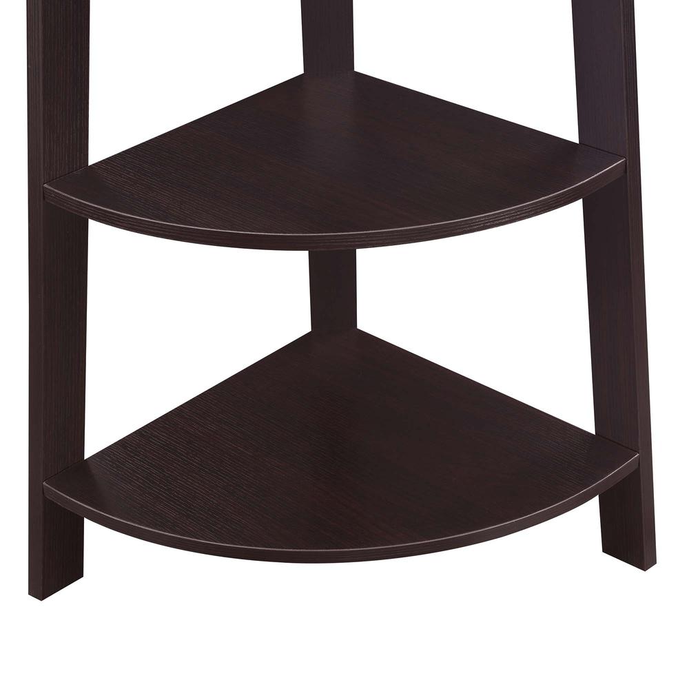Newport 5 Tier Wide Corner Bookcase, Espresso. Picture 3