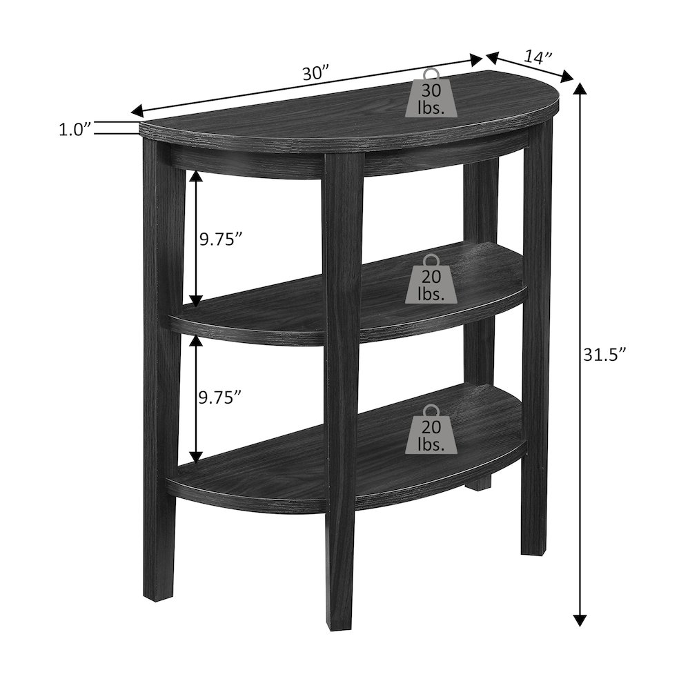 Newport Half-Circle Console Table with Shelves. Picture 5