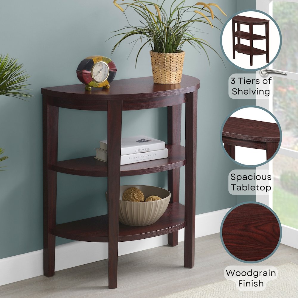 Newport Half-Circle Console Table with Shelves. Picture 4