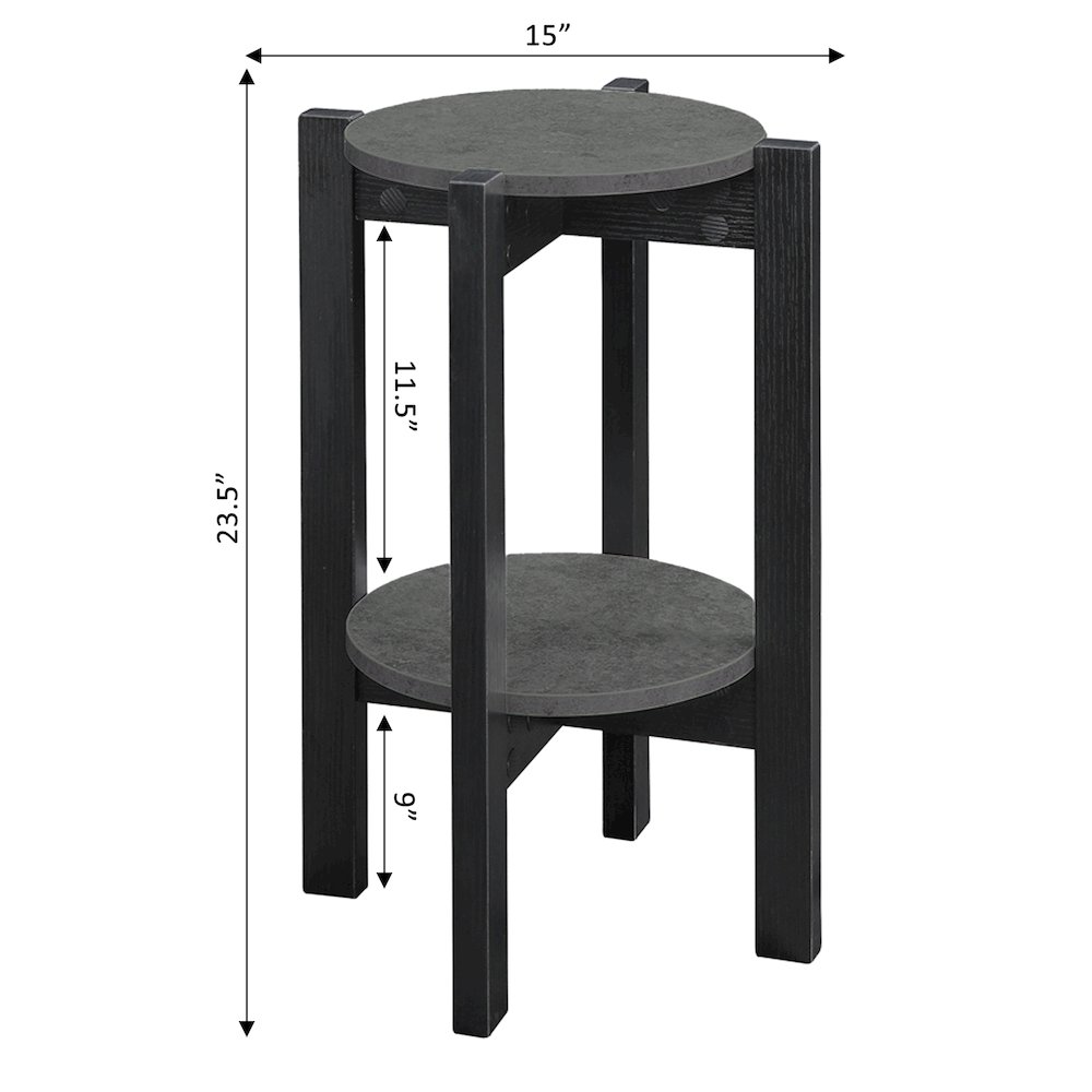 Newport Medium 2 Tier Plant Stand Faux Cement/Black. Picture 5