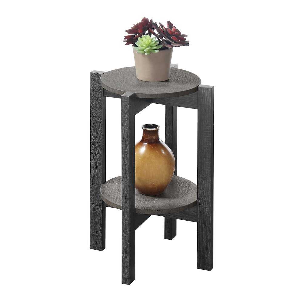Newport Medium 2 Tier Plant Stand Faux Cement/Weathered Gray. Picture 3