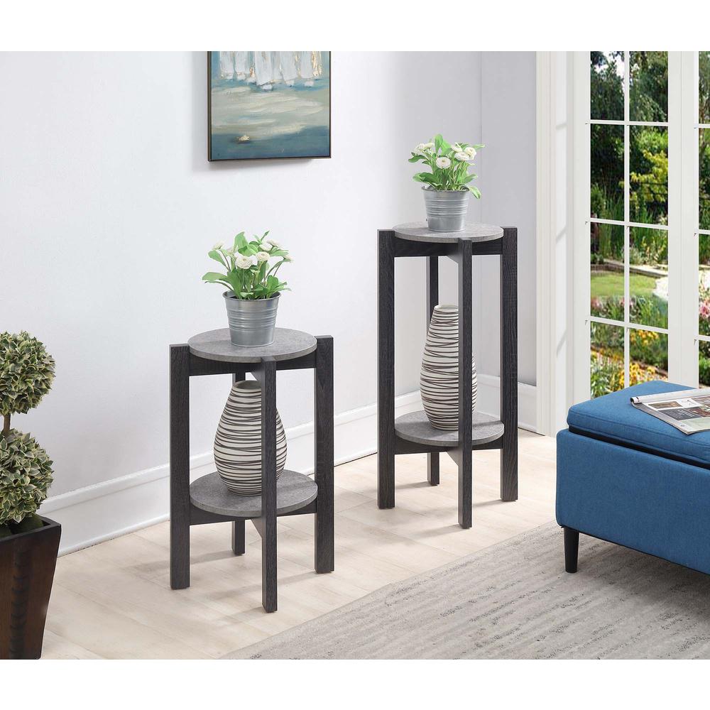 Newport Medium 2 Tier Plant Stand Faux Cement/Weathered Gray. Picture 4