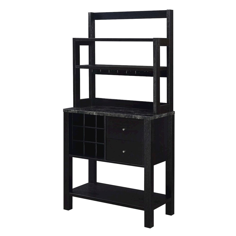 Newport 2 Drawer Serving Bar with Wine Rack and Shelves. Picture 1