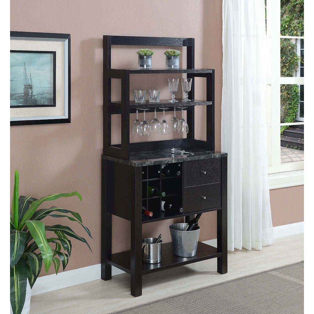 Newport 2 Drawer Serving Bar with Wine Rack and Shelves. Picture 2