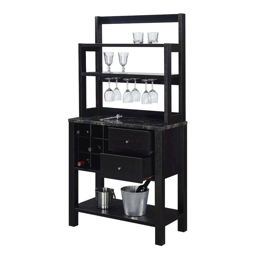 Newport 2 Drawer Serving Bar with Wine Rack and Shelves. Picture 2