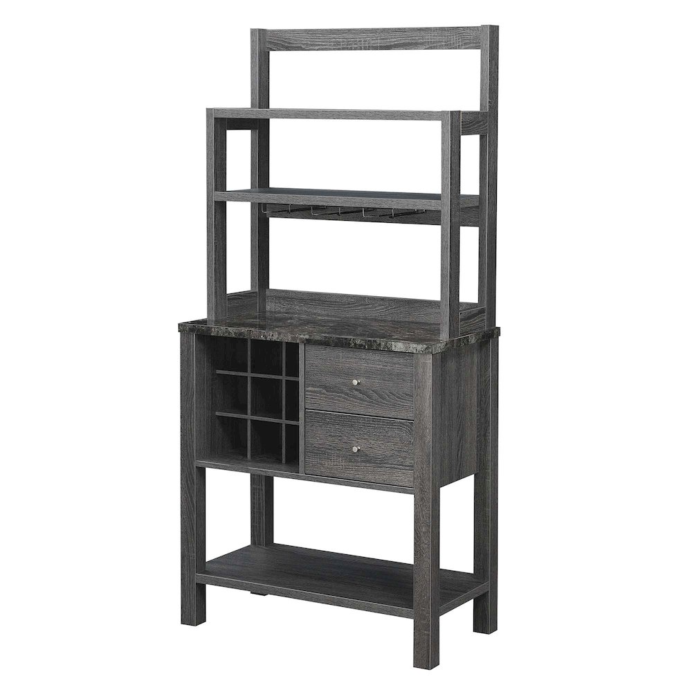 Newport 2 Drawer Serving Bar with Wine Rack and Shelves. Picture 1