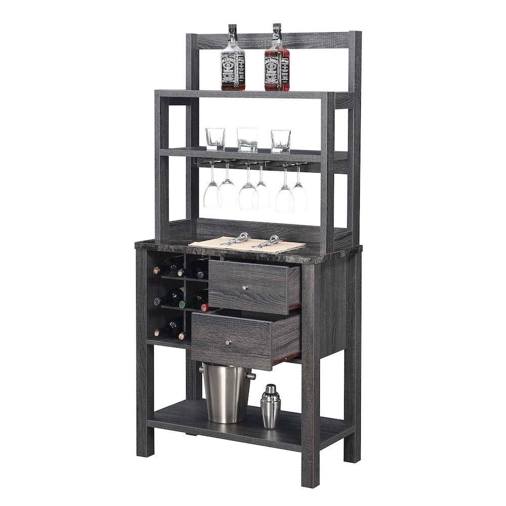 Newport 2 Drawer Serving Bar with Wine Rack and Shelves. Picture 4