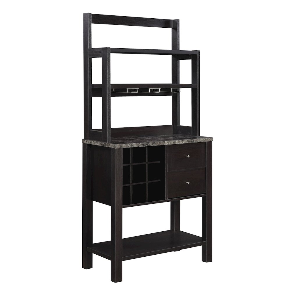 Newport 2 Drawer Serving Bar with Wine Rack and Shelves. Picture 1