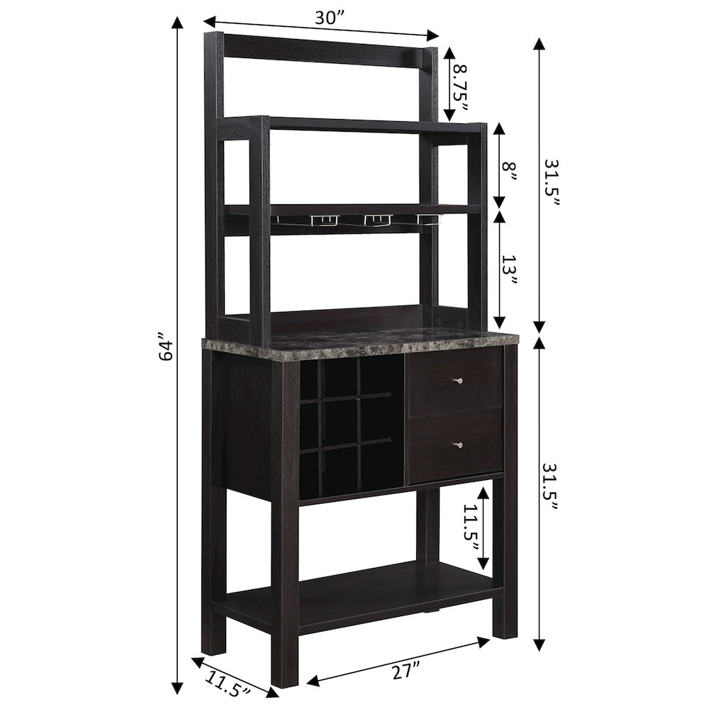 Newport 2 Drawer Serving Bar with Wine Rack and Shelves. Picture 5