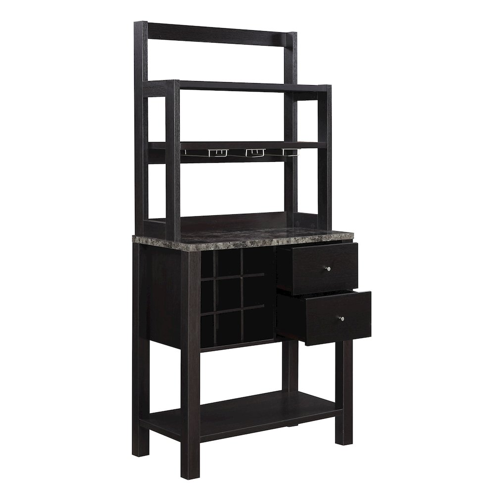 Newport 2 Drawer Serving Bar with Wine Rack and Shelves. Picture 4