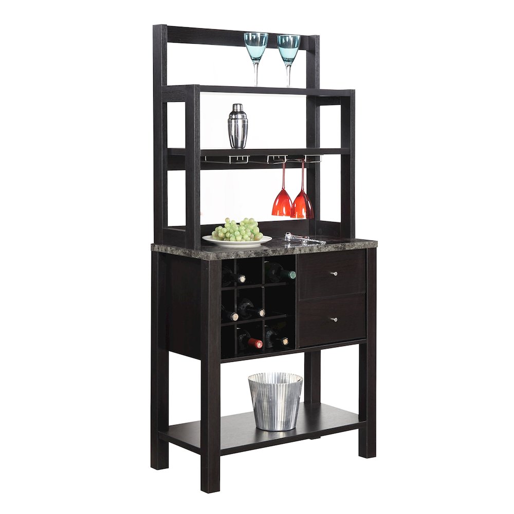 Newport 2 Drawer Serving Bar with Wine Rack and Shelves. Picture 3