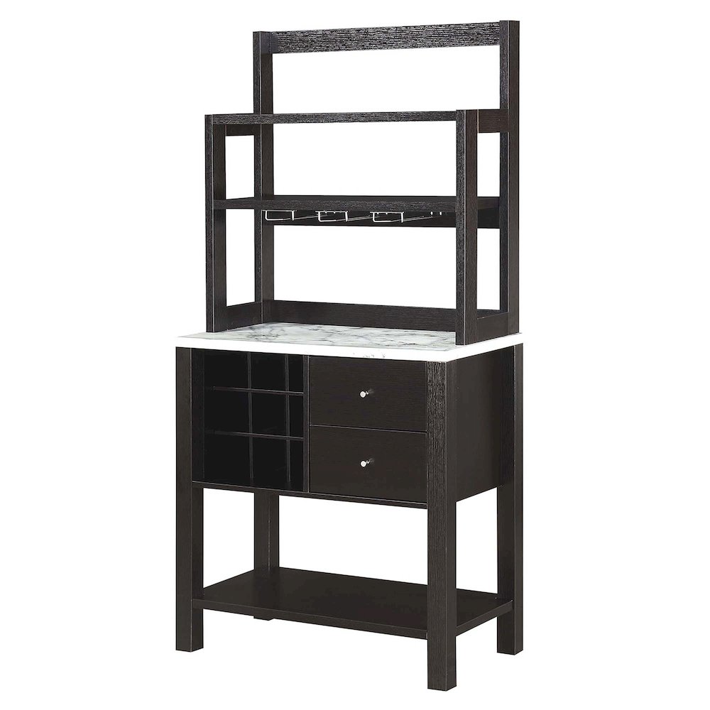 Newport 2 Drawer Serving Bar with Wine Rack and Shelves. Picture 1