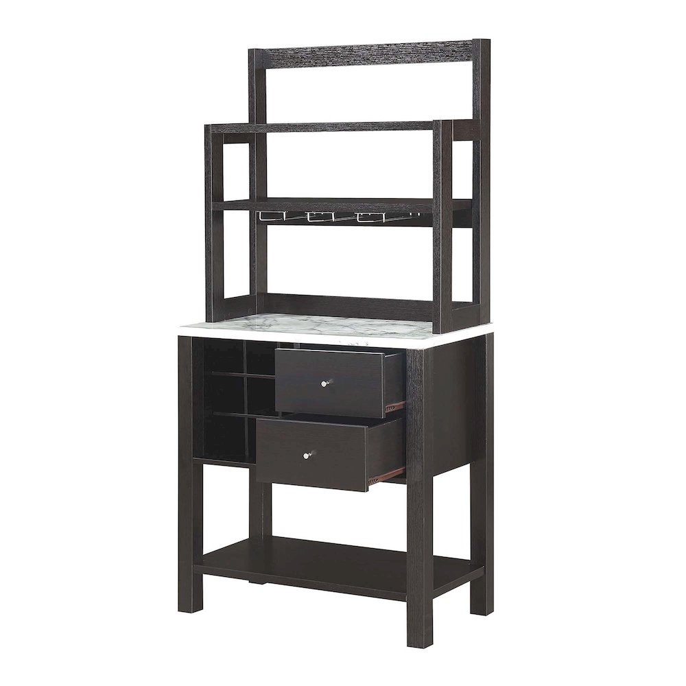 Newport 2 Drawer Serving Bar with Wine Rack and Shelves. Picture 4