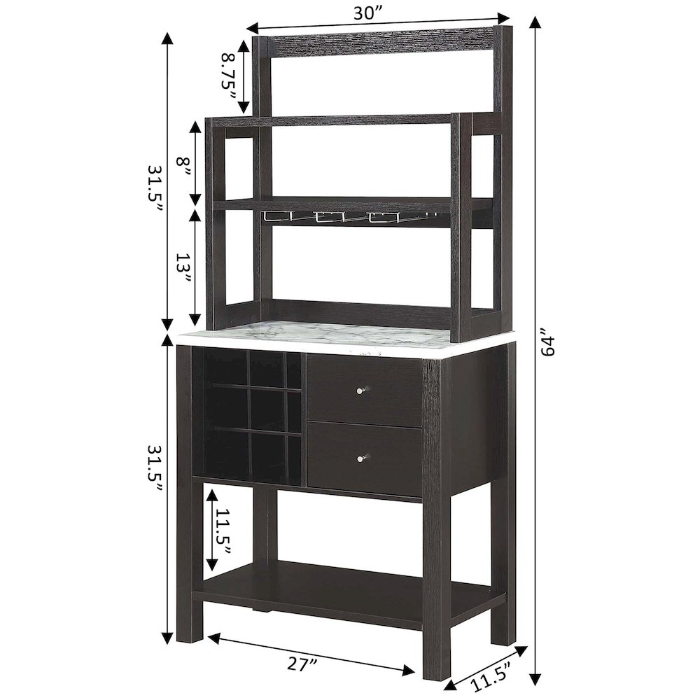 Newport 2 Drawer Serving Bar with Wine Rack and Shelves. Picture 8