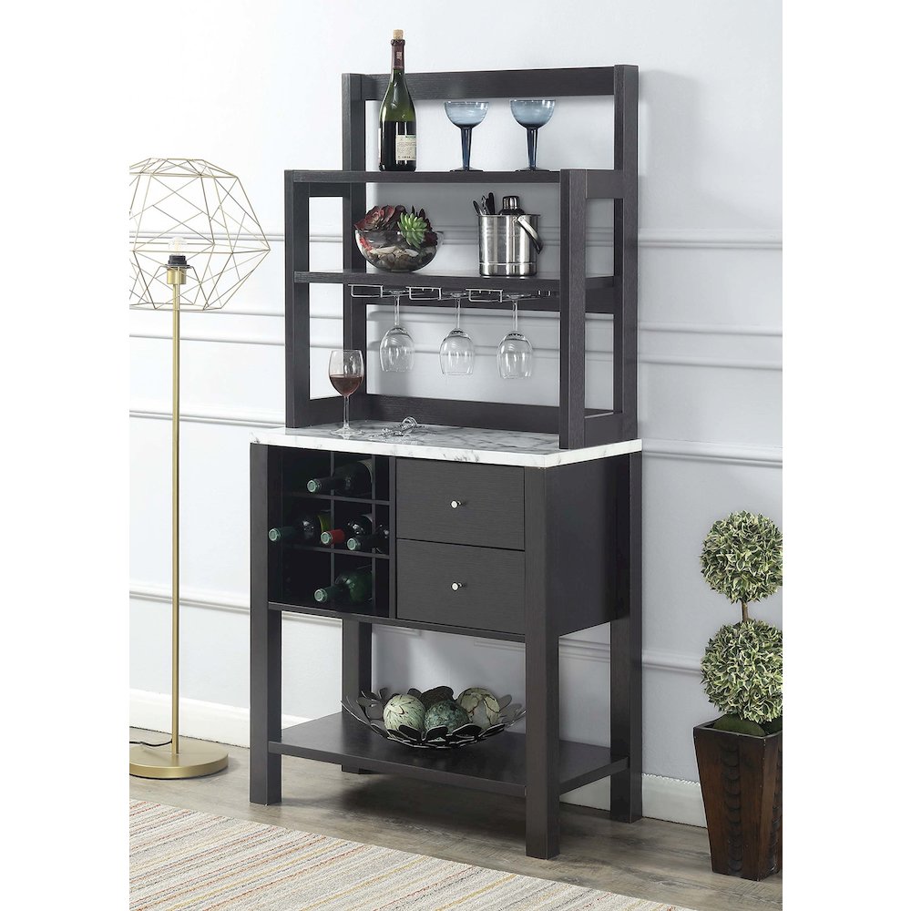 Newport 2 Drawer Serving Bar with Wine Rack and Shelves. Picture 2