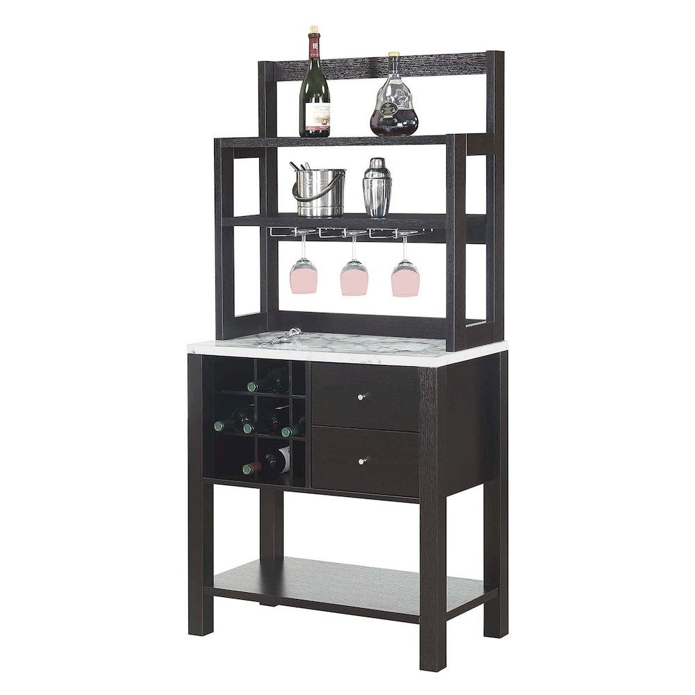 Newport 2 Drawer Serving Bar with Wine Rack and Shelves. Picture 3