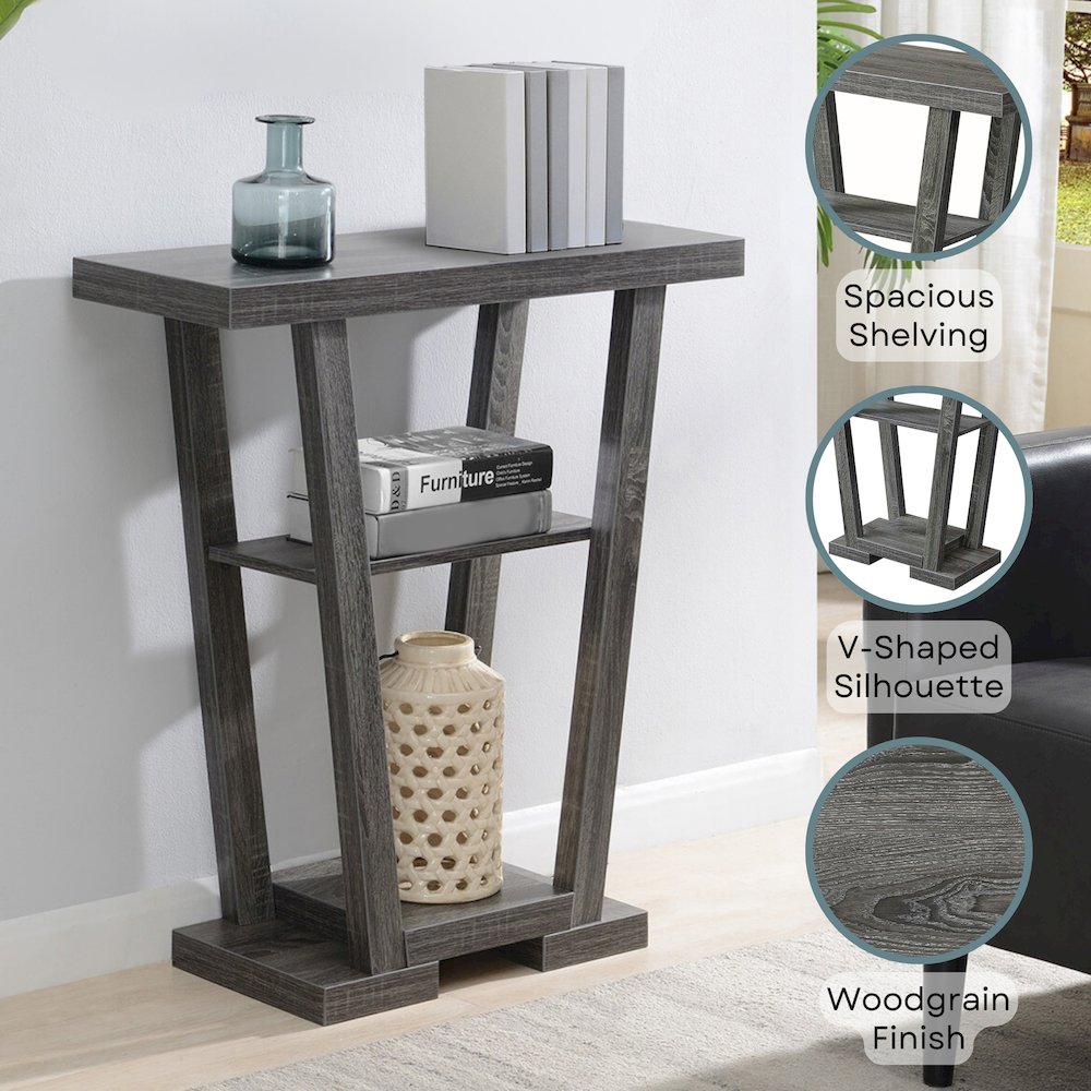 Newport V Console Table with Shelves. Picture 3