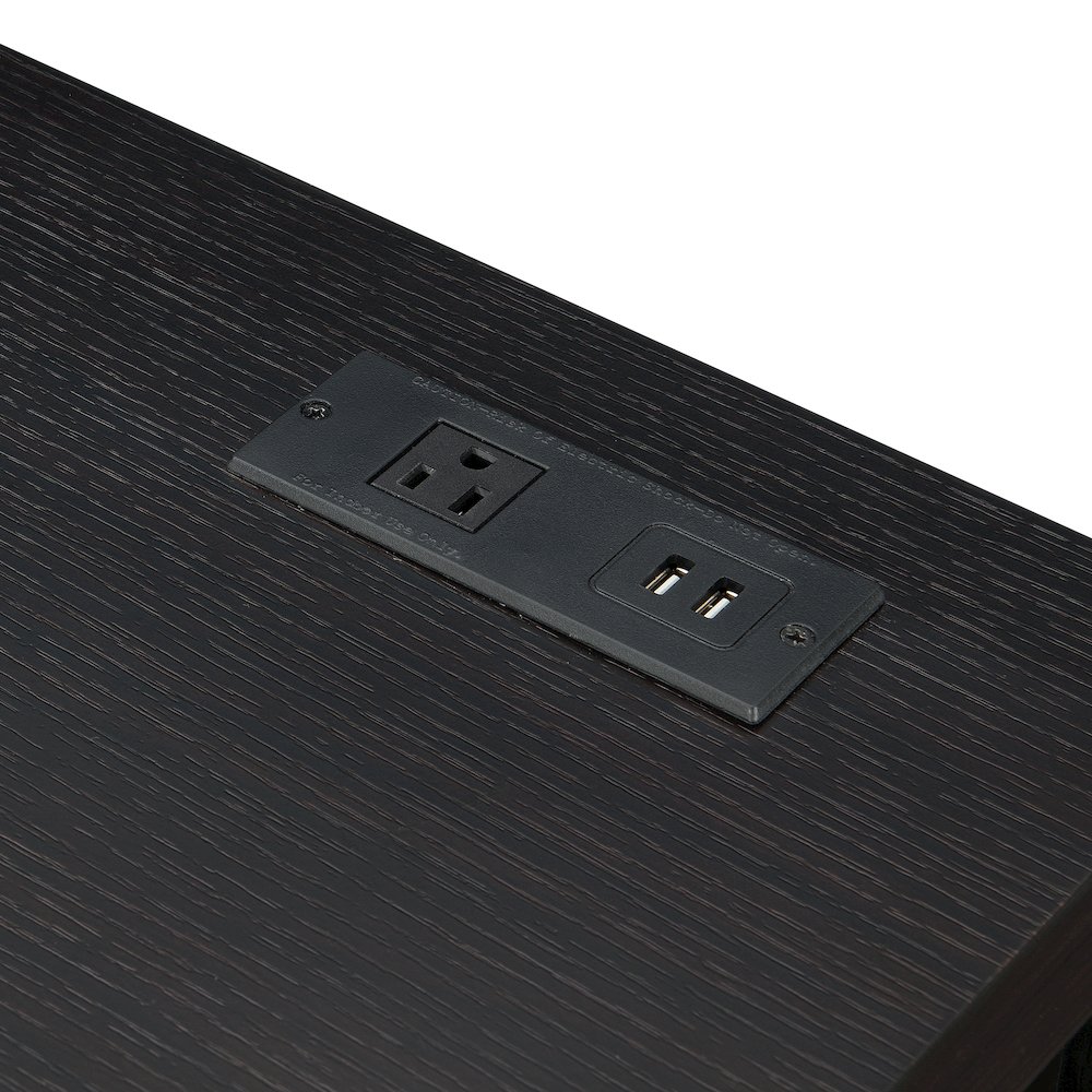 Newport 2 Drawer Desk With Charging Station, Espresso/Black. Picture 7