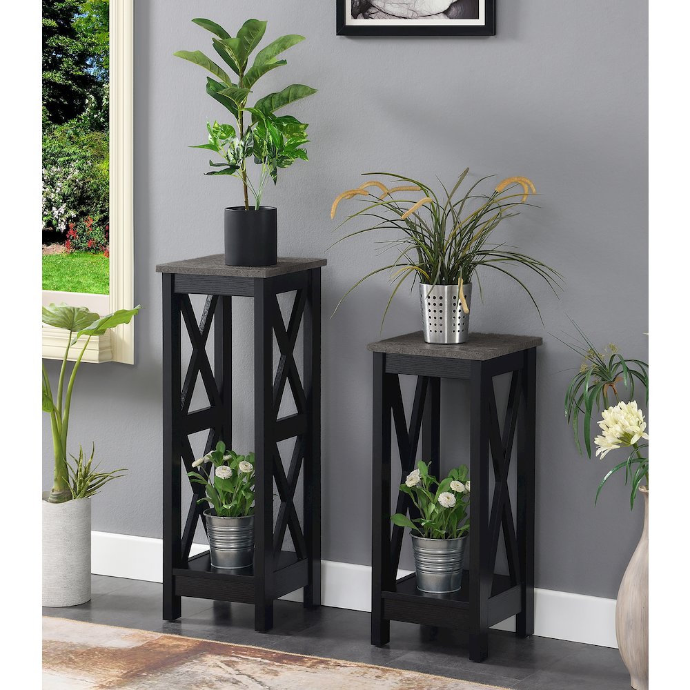 Oxford 2 Tier Plant Stand Cement/Black. Picture 4