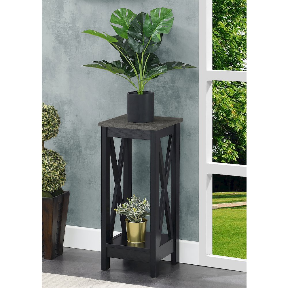 Oxford 2 Tier Plant Stand Cement/Black. Picture 2