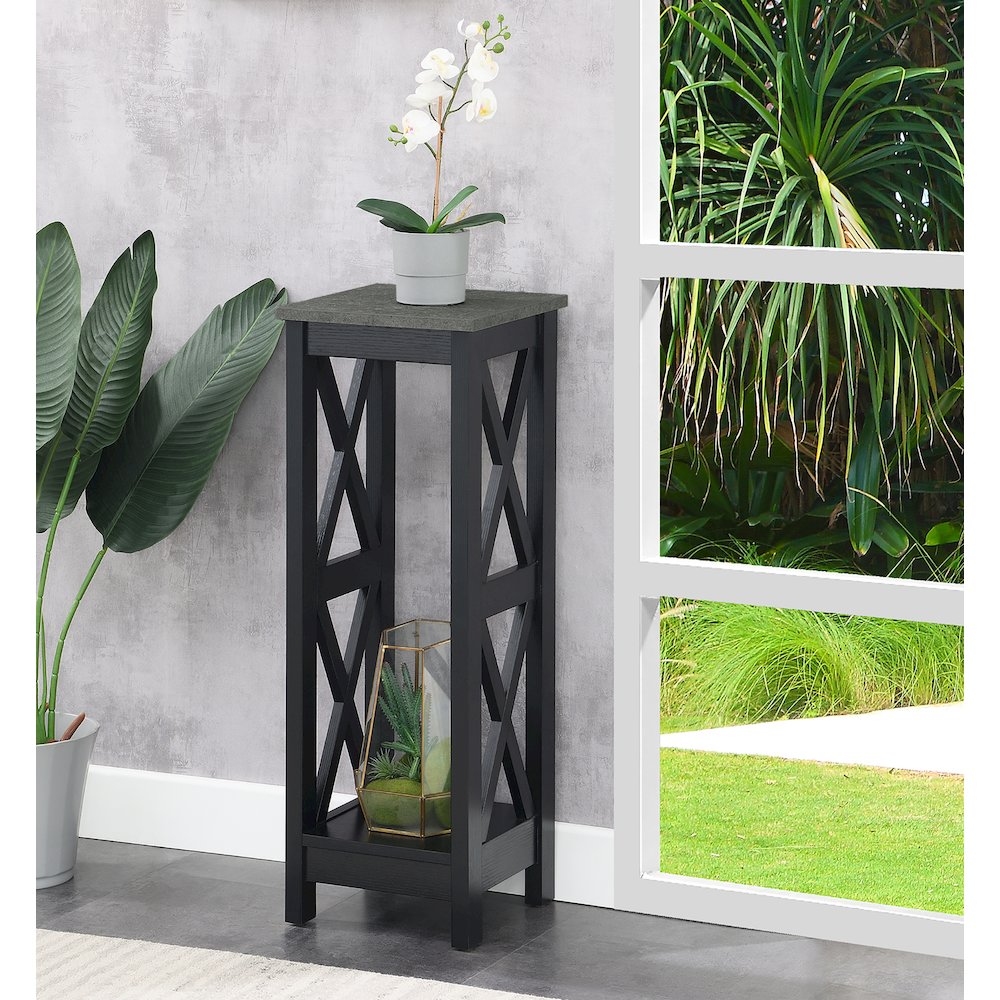 Oxford 2 Tier Tall Plant Stand Cement/Black. Picture 2