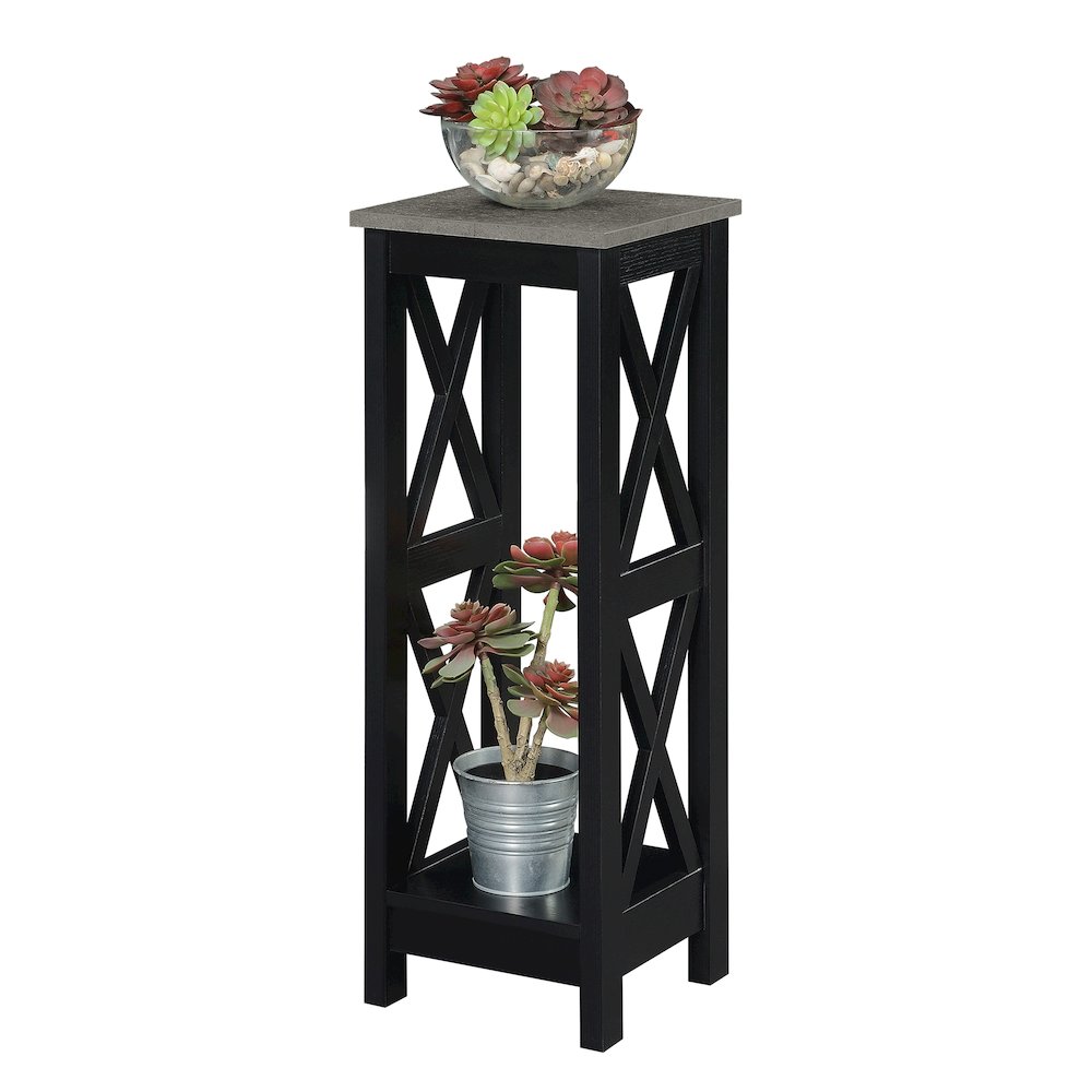 Oxford 2 Tier Tall Plant Stand Cement/Black. Picture 3