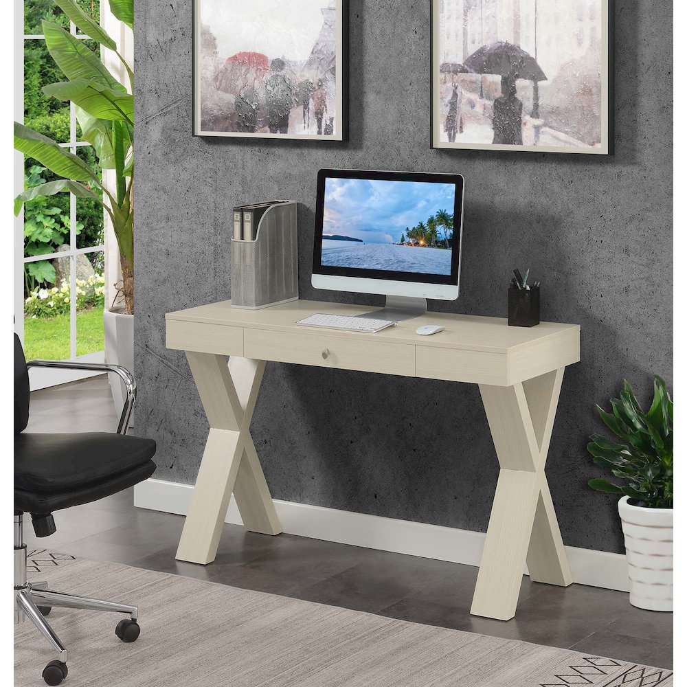 Newport 1 Drawer Desk, Ivory. Picture 2