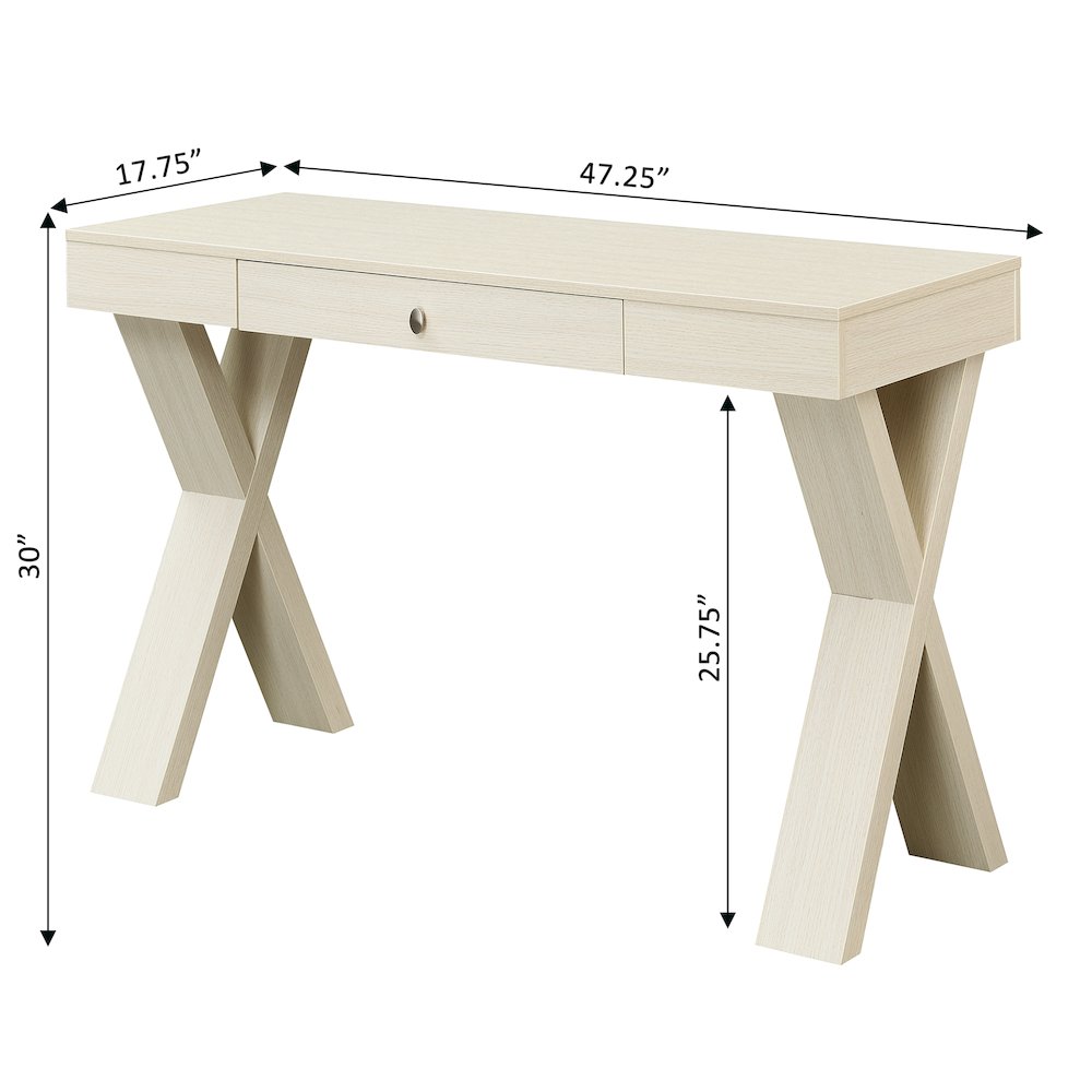 Newport 1 Drawer Desk, Ivory. Picture 6