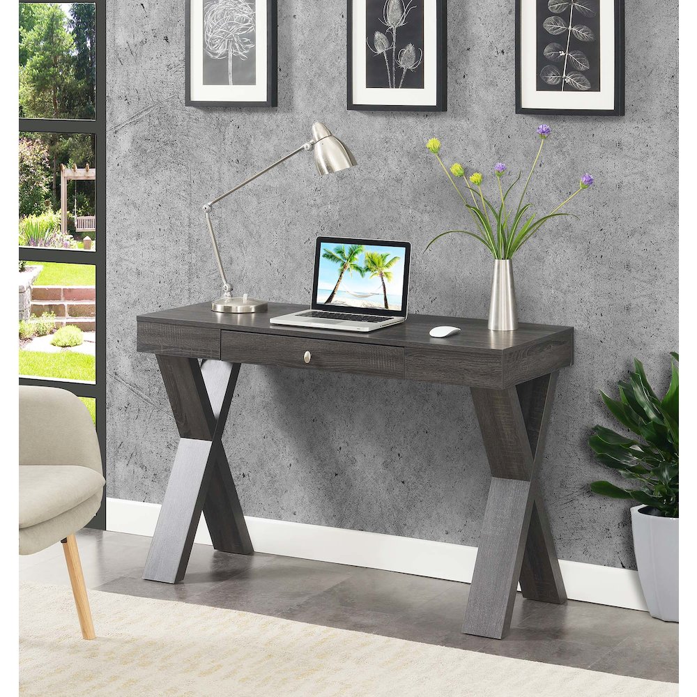 Newport 1 Drawer Desk, Weathered Gray. Picture 2