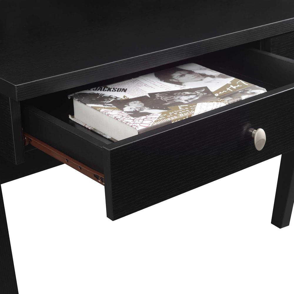 Newport Deluxe 2 Drawer Desk with Shelf, Black. Picture 5