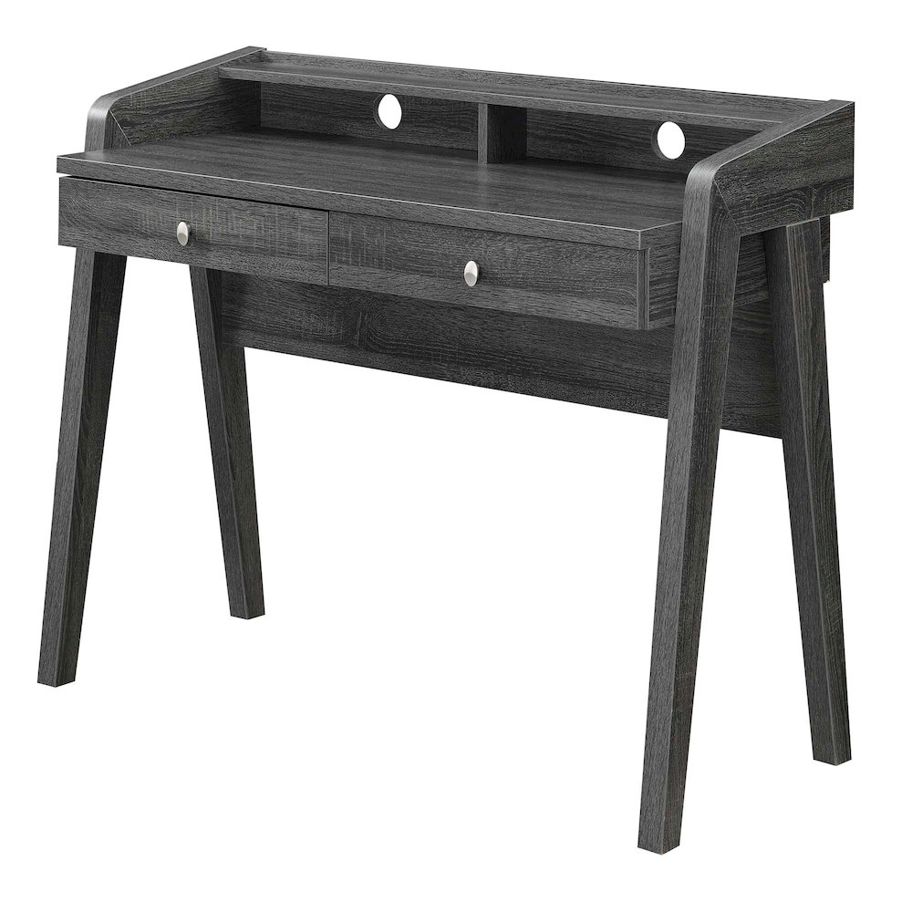 Newport Deluxe 2 Drawer Desk with Shelf, Weathered Gray. Picture 1