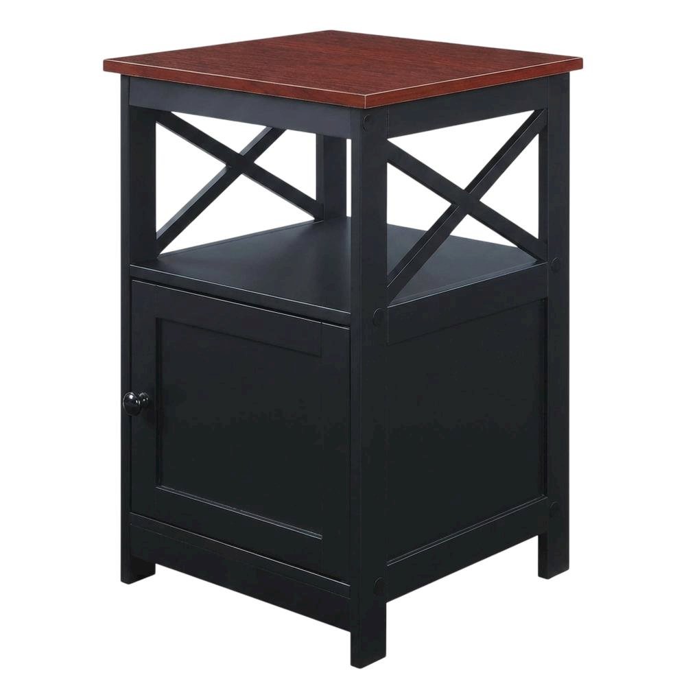 End Table with Cabinet in Classic Finish, Durable Wood Lens. Picture 1