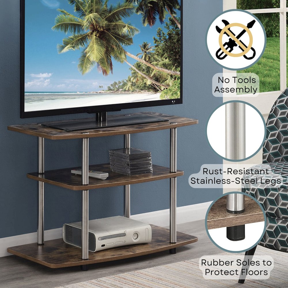 Designs2Go No Tools 3 Tier TV Stand for TVs up to 37 Inches. Picture 3