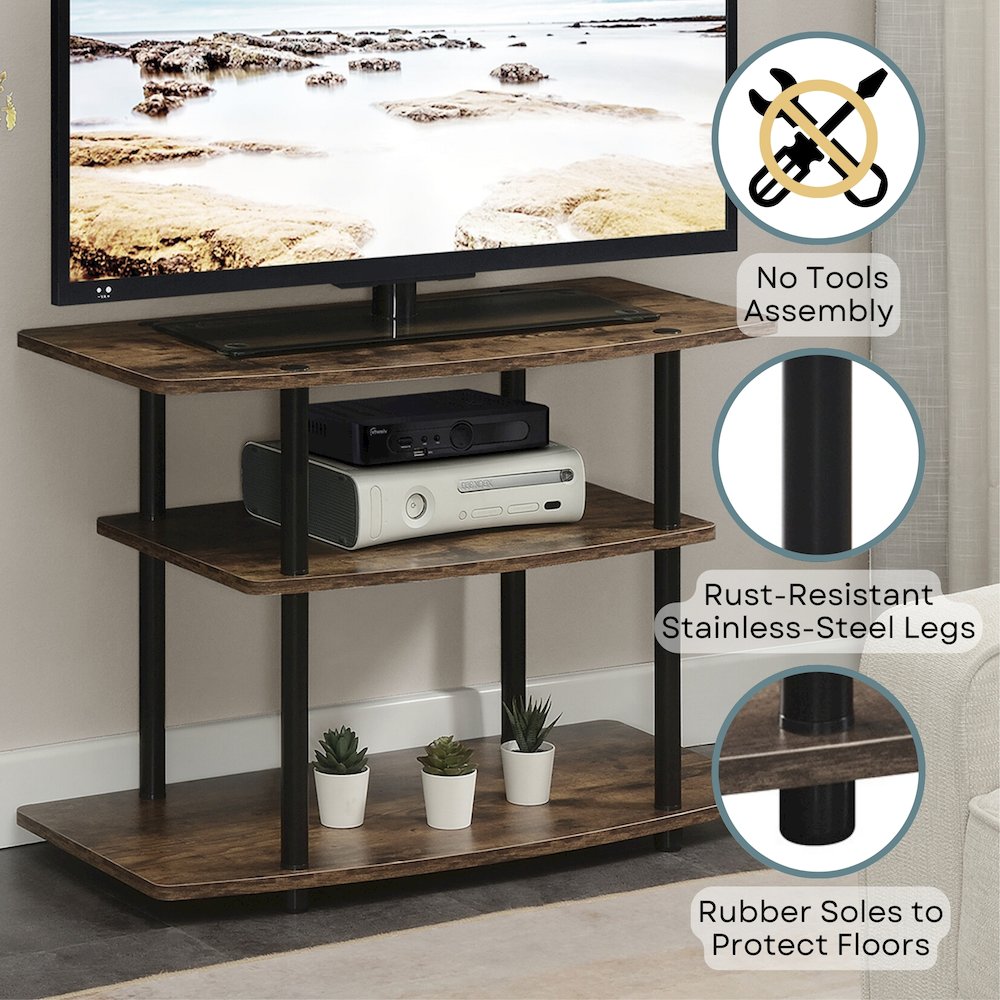 Designs2Go No Tools 3 Tier TV Stand for TVs up to 37 Inches. Picture 3