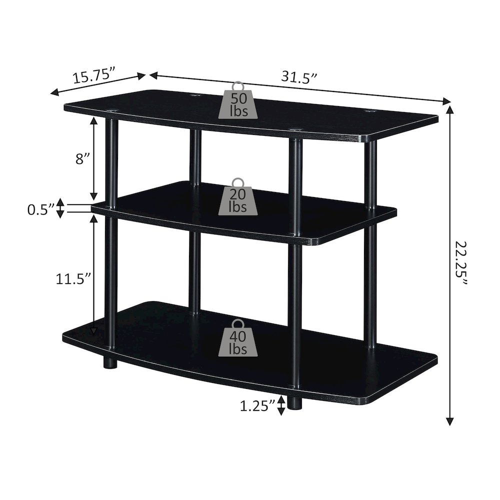 Designs2Go No Tools 3 Tier TV Stand for TVs up to 37 Inches. Picture 4