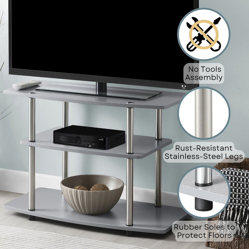Designs2Go No Tools 3 Tier TV Stand for TVs up to 37 Inches. Picture 3
