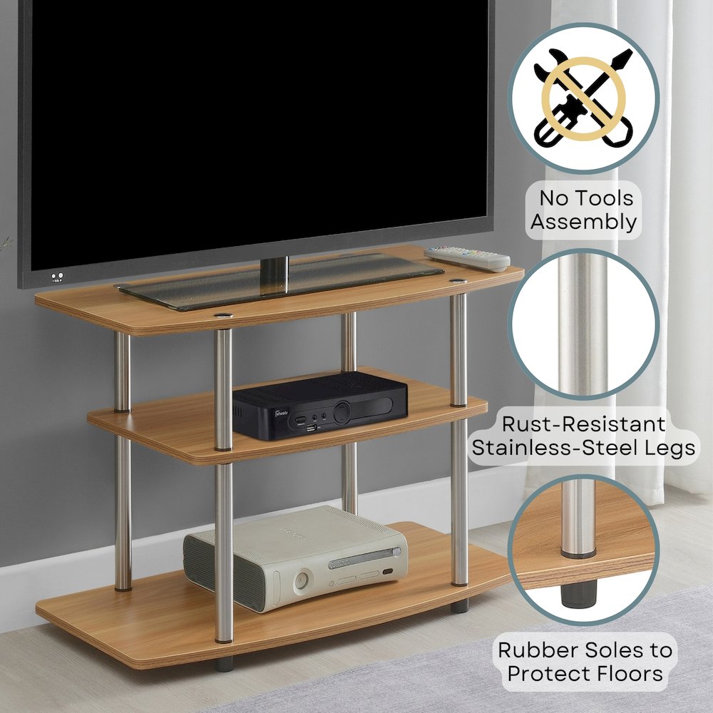 Designs2Go No Tools 3 Tier TV Stand for TVs up to 37 Inches. Picture 1