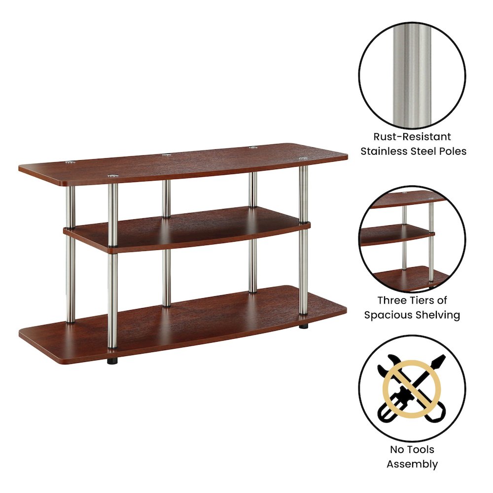 No Tools 3 Tier Wide TV Stand for TVs up to 46 Inches. Picture 4