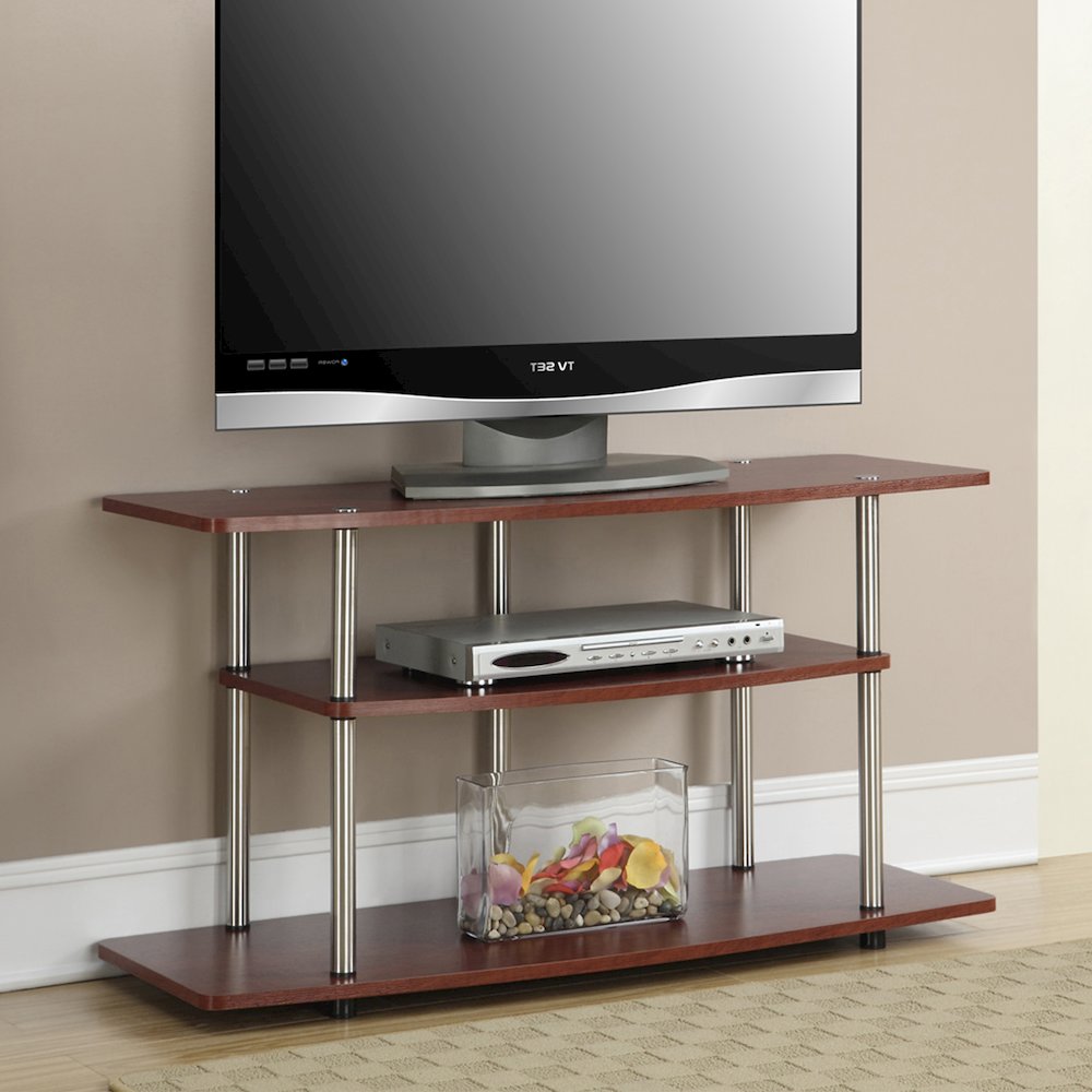 No Tools 3 Tier Wide TV Stand for TVs up to 46 Inches. Picture 2