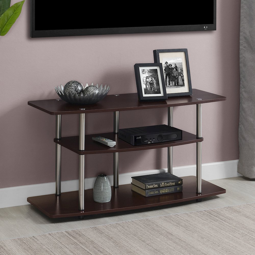 No Tools 3 Tier Wide TV Stand for TVs up to 46 Inches. Picture 2