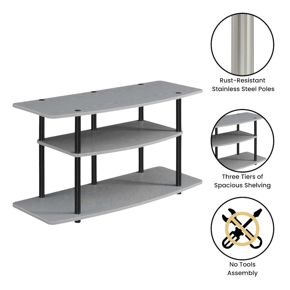 No Tools 3 Tier Wide TV Stand for TVs up to 46 Inches. Picture 4