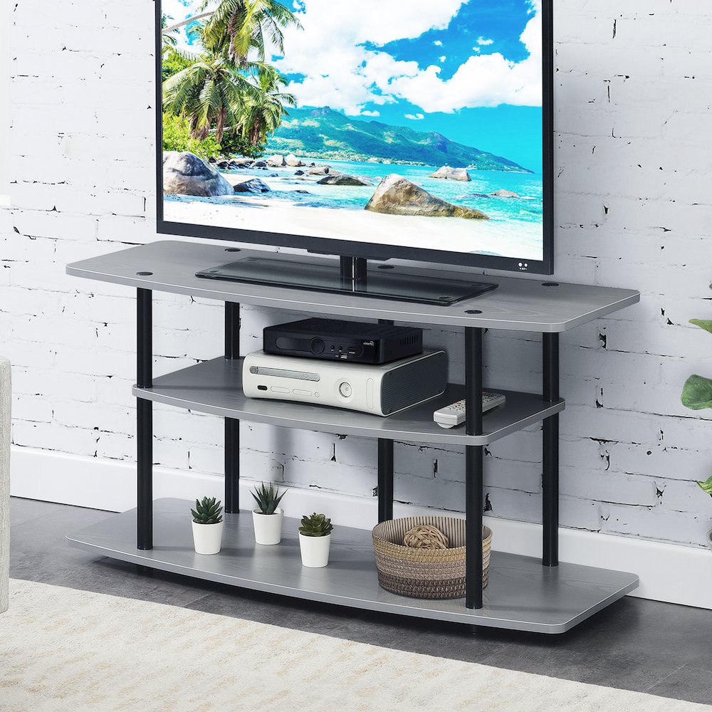 No Tools 3 Tier Wide TV Stand for TVs up to 46 Inches. Picture 2