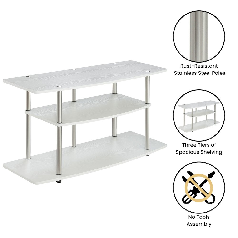 No Tools 3 Tier Wide TV Stand for TVs up to 46 Inches. Picture 4