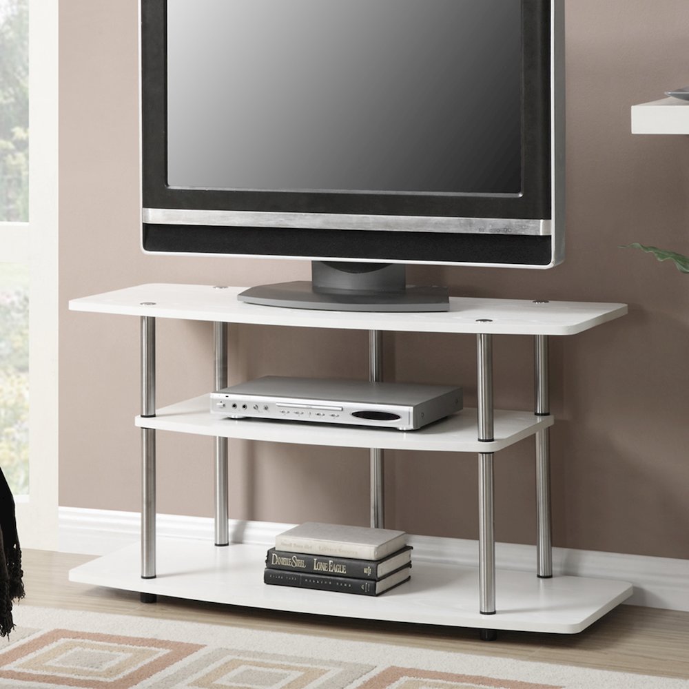 No Tools 3 Tier Wide TV Stand for TVs up to 46 Inches. Picture 2