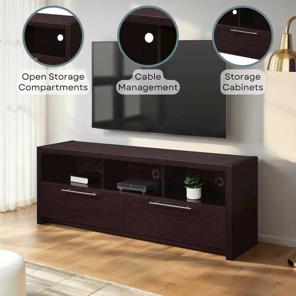 Newport Marbella TV Stand with Cabinets and Shelves for TVs up to 65 Inches. Picture 4